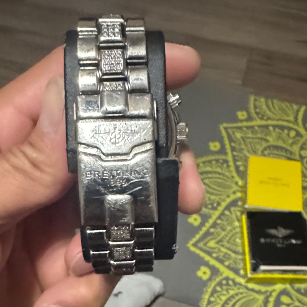 Breitling Silver Watch with Blue Dials - Picture 6 of 7